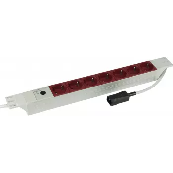 Regleta de enchufes PDU Kopp de aluminio de 7 tomas para rack de 19