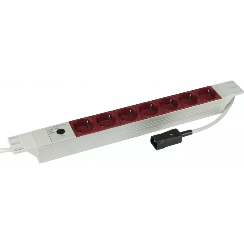 Regleta de enchufes PDU Kopp de aluminio de 7 tomas para rack de 19