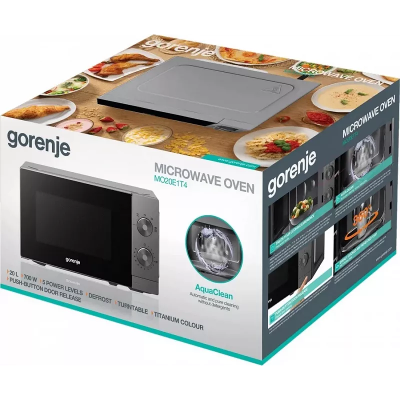 Microondas solo de libre instalación Gorenje MO20E1T4, 20 L, 800 W, control electrónico, plata