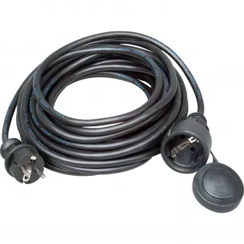 Alargador de seguridad de goma Kopp, clavija Schuko/conector hembra, 10 m, H05RR-F 3G1.5, IP44, negro (147310042)
