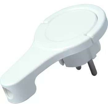 Clavija plana Schuko de plástico HEINRICH KOPP, acodada, para 3x1,5 mm², blanco ártico