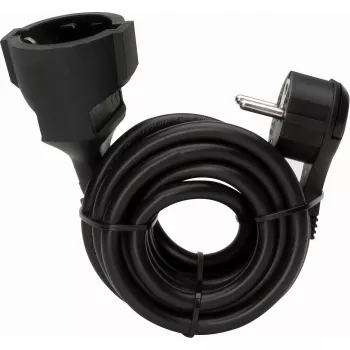 Kopp Cable alargador de 3m con conector macho y hembra Schuko planos, negro