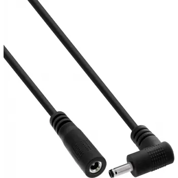 InLine® Cable alargador de CC, conector acodado, 3,5 x 1,35 mm, negro, 5 m
