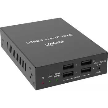 InLine® Extensor USB 2.0 host/device sobre IP, unidad individual, RJ45 / SFP