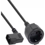 InLine® Adaptador de cable de alimentación, IEC C14 con rosca a enchufe Schuko, 3m, negro