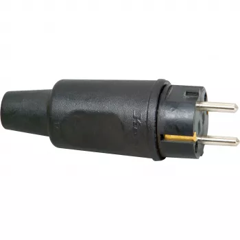 Kopp 179516009 Conector macho de seguridad Schuko, goma, 16 A, 230 V, IP44, negro