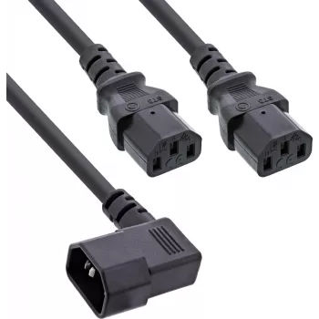 InLine® Cable en Y para fuente de alimentación, aparatos de conector frío, 1x IEC-C14 acodado a 2x IEC-C13, 1,8 m