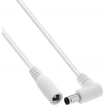 InLine® Cable alargador de CC, conector acodado, 5,5 x 2,1 mm, blanco, 3 m