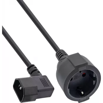 InLine® Adaptador de cable de alimentación, IEC C14 con rosca a toma de corriente schuko, 1 m