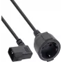 InLine® Cable adaptador de alimentación, IEC C14 con rosca a toma de corriente schuko, 0,5 m