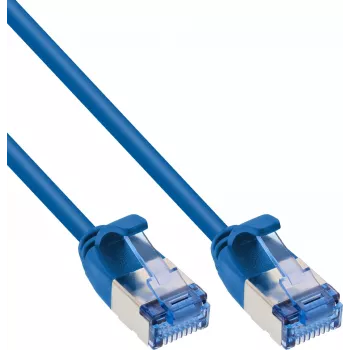 InLine® Cable de red Slim, U/FTP PiMf, Cat.6A, azul, 7,5 m