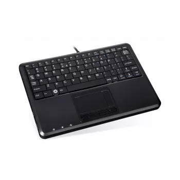 Perixx PERIBOARD-510 H PLUS UK teclado mini-USB con touchpad y hub USB de 2 puertos, negro