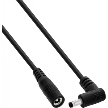 InLine® cable de extensión DC, conector acodado, 4,0 x 1,7 mm, negro, 2 m