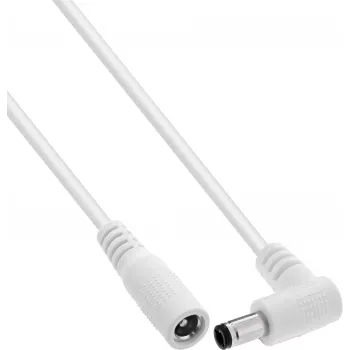 InLine® cable de extensión DC, conector acodado, 5,5 x 2,1 mm, blanco, 1 m