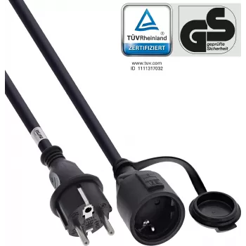 InLine® alargador con toma de tierra, exterior IP44, protección contra contactos, 5m