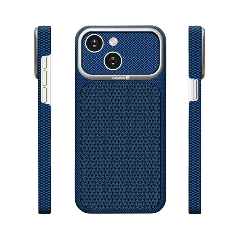 Evelatus funda MagSafe Carbon Premium Edition para Apple iPhone 15 azul medianoche