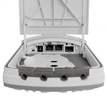 MikroTik FTC21-UPS convertidor de medios fibra a cobre con SAI integrado, 1x Gigabit Ethernet, 1x SFP, PoE pasivo, respaldo por batería, montaje en pared