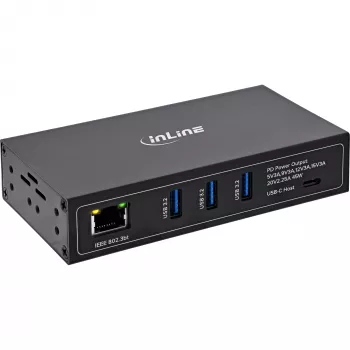 InLine® hub USB PoE industrial de 4 puertos (3x USB-A / 1x USB-C)