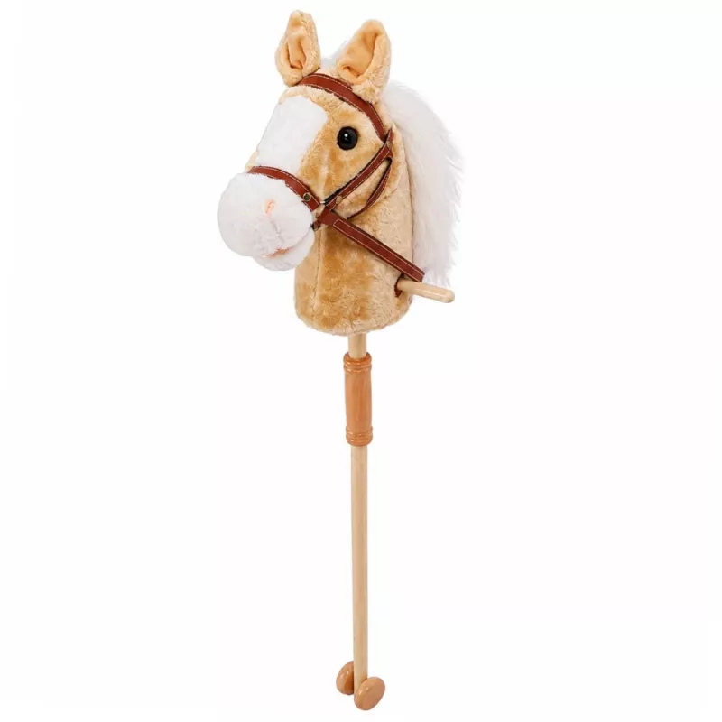 LEAN TOYS caballo de palo con sonidos de galope y relincho, beige, 100 cm