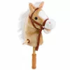 LEAN TOYS caballo de palo con sonidos de galope y relincho, beige, 100 cm