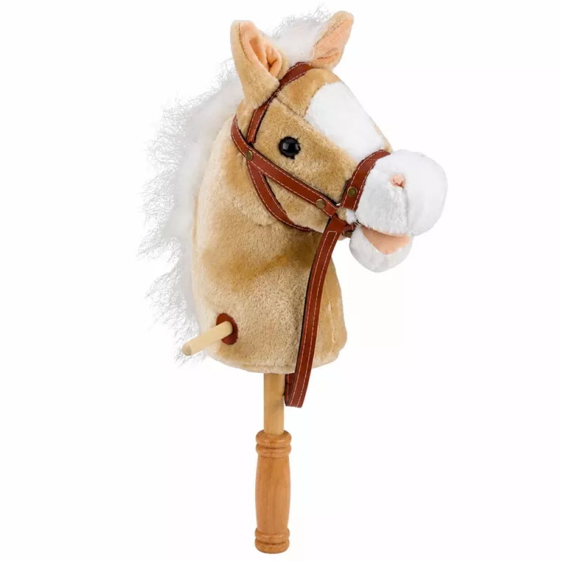 LEAN TOYS caballo de palo con sonidos de galope y relincho, beige, 100 cm