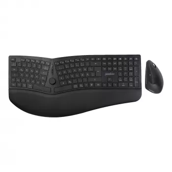 Perixx PERIDUO-614 DE set inalámbrico ergonómico de teclado y ratón, teclado dividido, ratón vertical, 2,4 GHz, negro (distribución alemana)