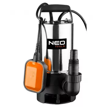 NEO TOOLS bomba sumergible para aguas sucias 900W, 13000 L/h, 8m altura de elevación, acero inoxidable