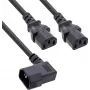 InLine® cable en Y para fuente de alimentación, cables de aparatos, 1x IEC-C14 en ángulo a 2x IEC-C13, 1m