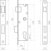PSG 63.211 L/P Cerradura embutida con pestillo y cerradura, intercambiable, 220 x 22 mm de frontal, 72 mm PZ, 50 mm de distancia, acero galvanizado