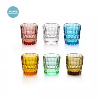 Set de vasos de chupito Guzzini Vanity Glass con 6 vasos de cristal, colores surtidos (13140552)