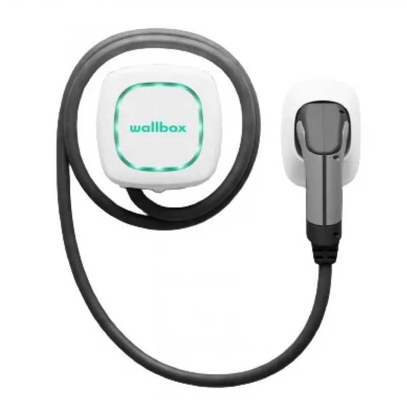Wallbox Pulsar Plus estación de carga para vehículos eléctricos 7,4 kW Type 2, blanca con cable negro de 5m