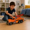 LEAN TOYS grúa de remolque con gancho de asistencia en carretera, luces y sonidos naranja 1:18