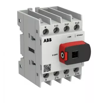 ABB OTOT40G1-4BSN1Plus interruptor seccionador de carga 40A 4 polos, accionamiento frontal, montaje en carril DIN