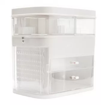 Rio CSSM-EU/1,2 Beauty Box organizador de cosméticos con bandejas abatibles y cerradura de llave