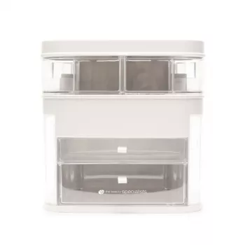 Rio CSSM-EU/1,2 Beauty Box organizador de cosméticos con bandejas abatibles y cerradura de llave