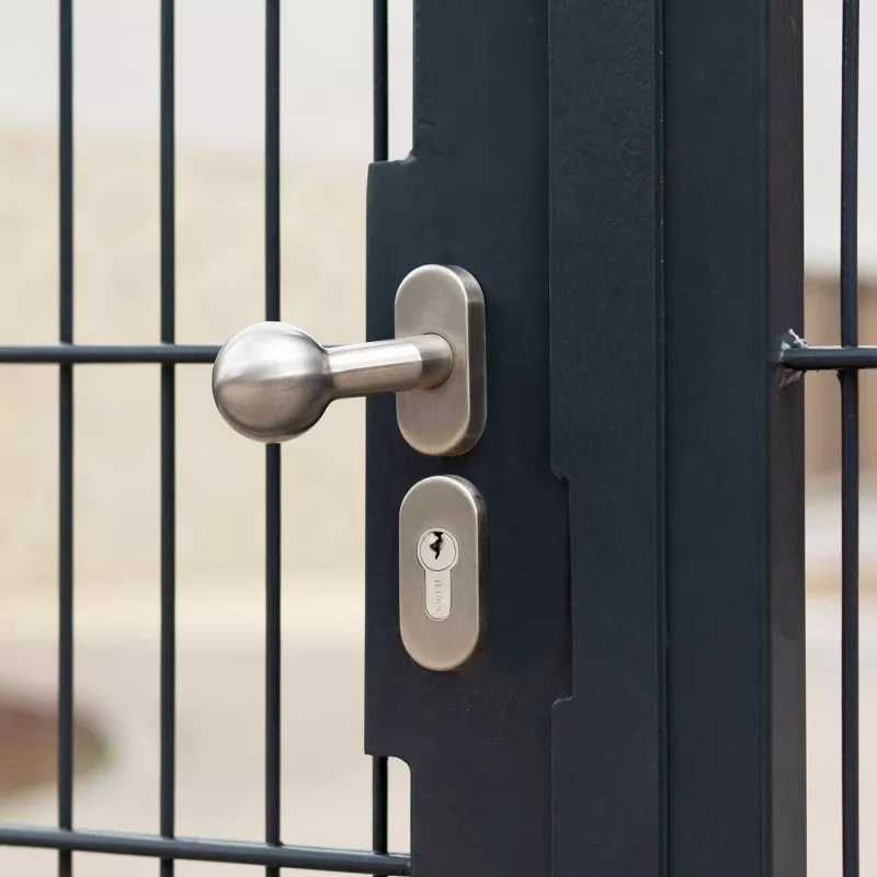 PSG 63.410 pomo de puerta redondo fijo de acero inoxidable con escudo de llave ovalado