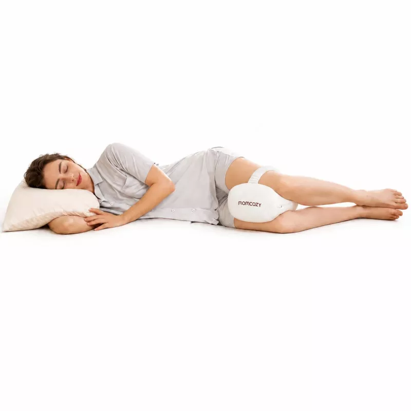 Momcozy EP001 Almohada ergonómica de espuma viscoelástica para las rodillas para dormir de lado, blanco crema