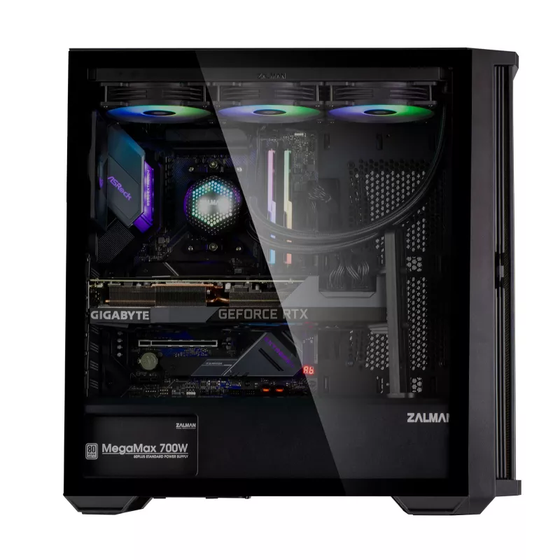 Zalman Z10 Caja ATX Mid-Tower, negra, cristal templado, 4 ventiladores ARGB