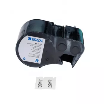 Marcador de cables termorretráctil BRADY M4-17-595 PermaSleeve, 38,1 mm de ancho, 10-4 AWG, negro sobre blanco, rollo de 2,44 m