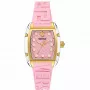 Versace VE8K00224 Reloj de cuarzo para mujer, 45 mm, caja de acero inoxidable gris, esfera rosa, correa de silicona rosa