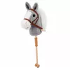 Caballo de juguete LEAN TOYS caballo de palo cabeza de caballo galopa relincha sonidos Gris 100 cm