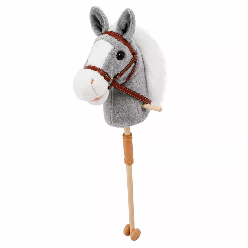 Caballo de juguete LEAN TOYS caballo de palo cabeza de caballo galopa relincha sonidos Gris 100 cm