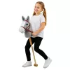 Caballo de juguete LEAN TOYS caballo de palo cabeza de caballo galopa relincha sonidos Gris 100 cm