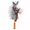Caballo de juguete LEAN TOYS caballo de palo cabeza de caballo galopa relincha sonidos Gris 100 cm