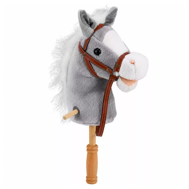 Caballo de juguete LEAN TOYS caballo de palo cabeza de caballo galopa relincha sonidos Gris 100 cm