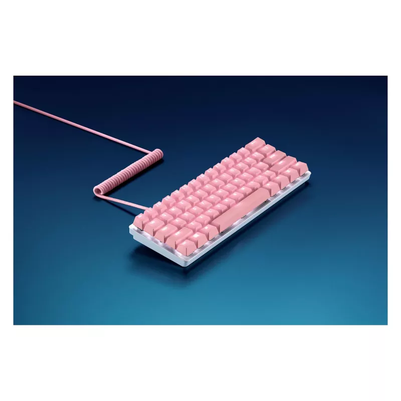 Razer PBT Keycap + Coiled Cable Upgrade Set, Doubleshot-PBT, cable en espiral USB-C a USB-A, Quartz Pink (RC21-01491000-R3M1)