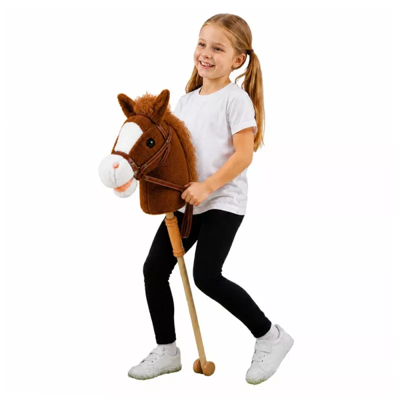 Caballo de juguete LEAN TOYS con sonidos de galope y relincho, Marrón, 100 cm