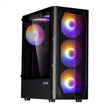 Caja ATX mid-tower Zalman N4 Rev.1 con 6 ventiladores ARGB, cristal templado, Negro