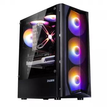 Caja ATX mid-tower Zalman N4 Rev.1 con 6 ventiladores ARGB, cristal templado, Negro