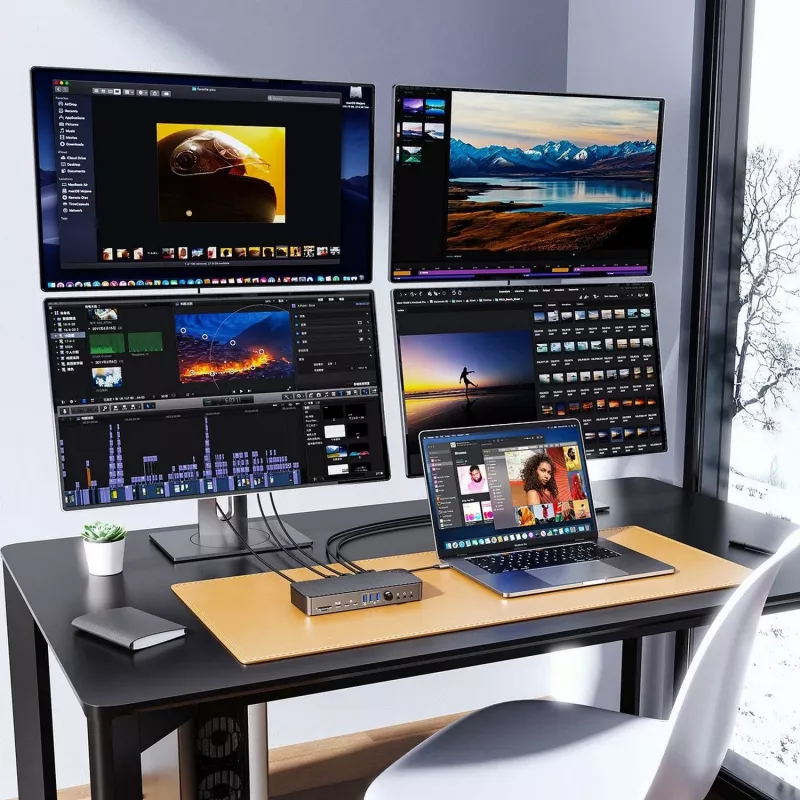 ORICO DKA22-V1-EU-BK-EP Docking station USB-C 10Gbps DisplayLink con 4 pantallas 4K@60Hz y 60W Power Delivery